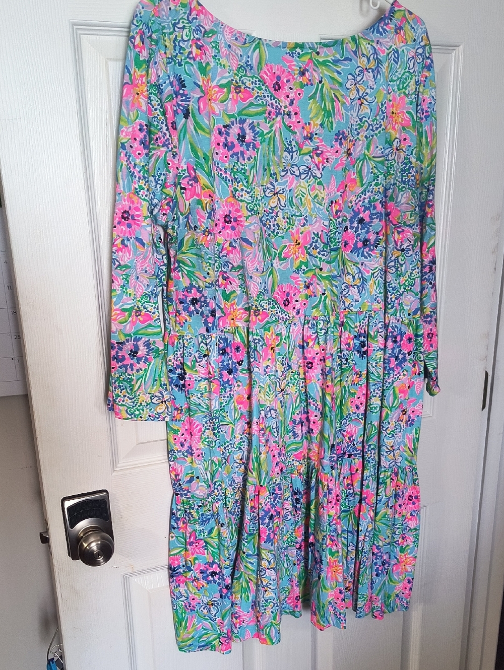 Lily Pulitzer Geanna Vibrant Floral Tiered Dress in Pink, Blue & Green - Picture 3 of 3